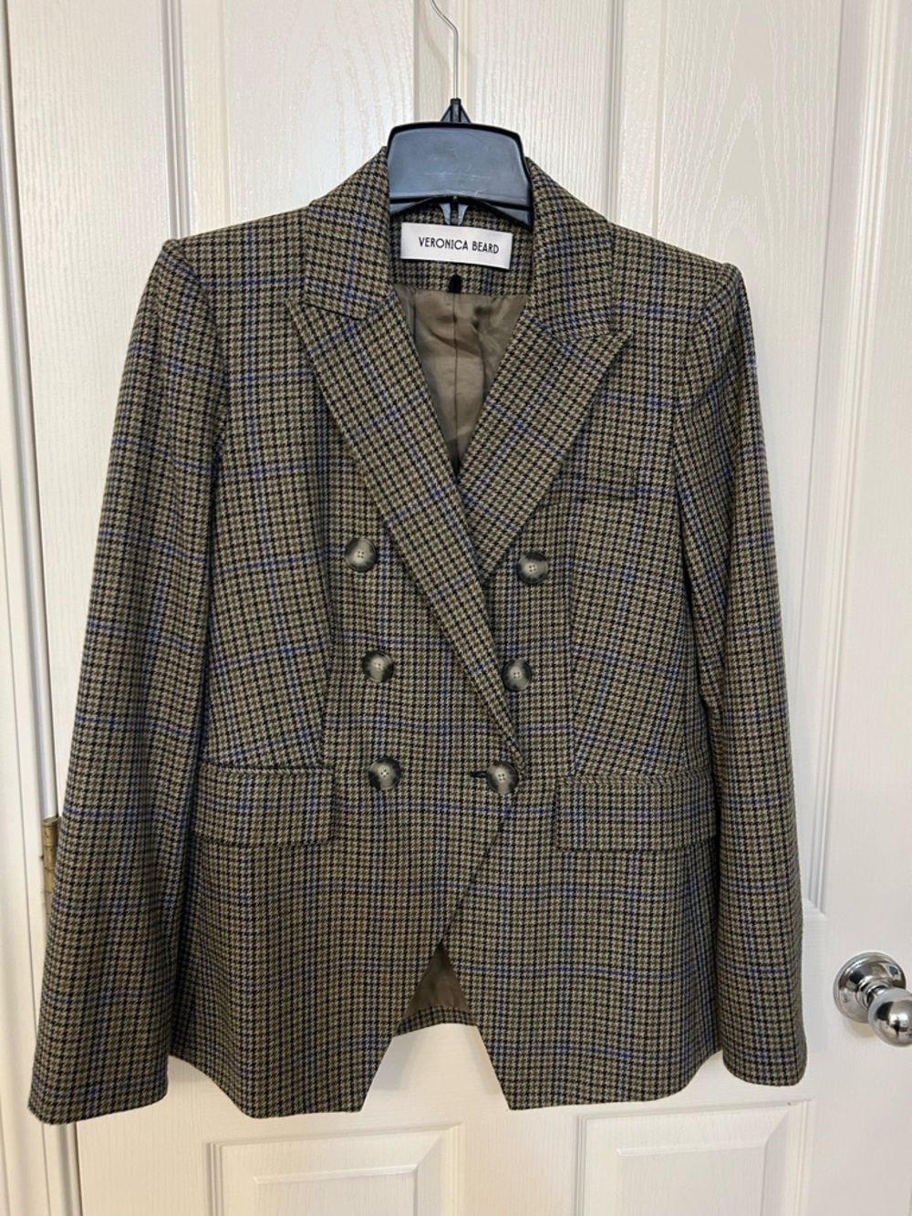 Veronica Beard Miller Houndstooth Check Dickey Jacket in Moss Brown Multi Sz 6 - Picture 6 of 10